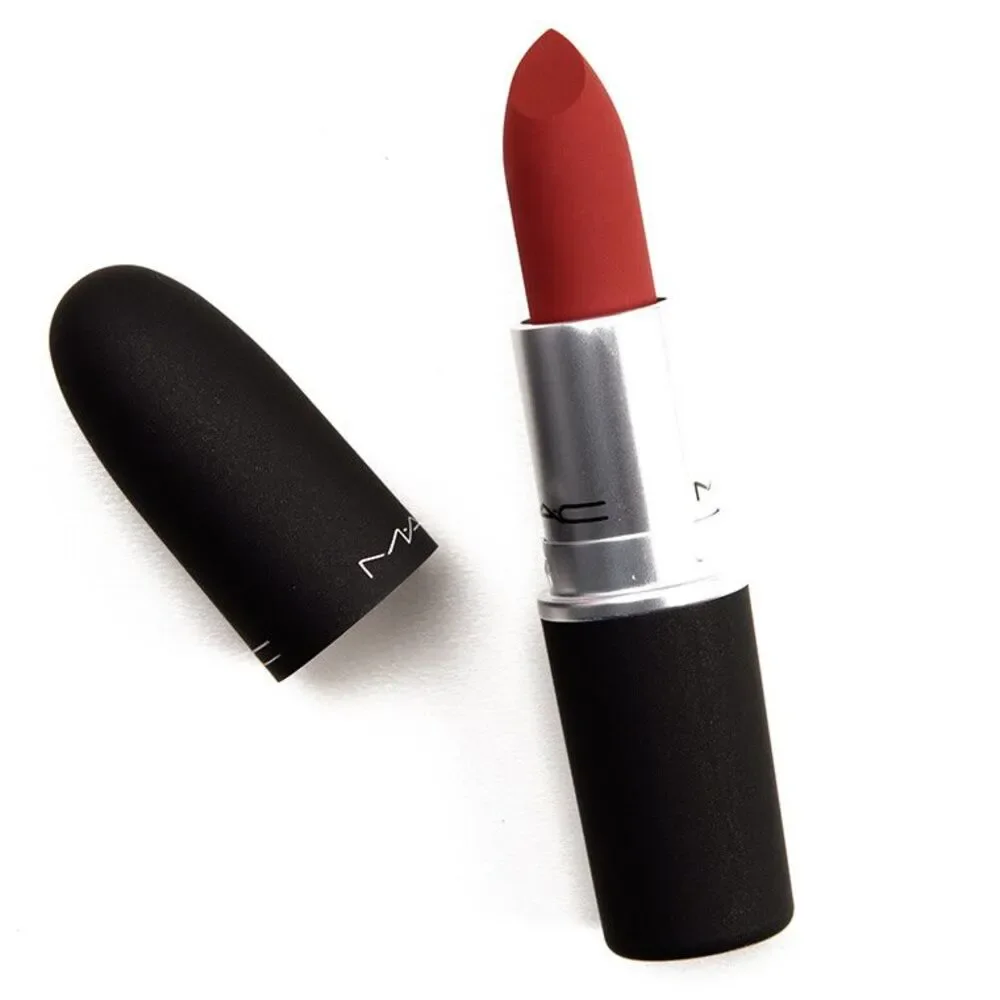 MAC DEVOTED TO CHILI #916 Lipstick ~ Warm Brick Red ~Powder Kiss Matte~ ` NIB